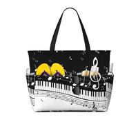 Hnnkloy Flying Music Notes Musical Piano Keys, Large Capacity Beach Bag Travel Shoulder Bag For Women - Waterproof Tote Handbag