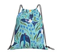Hnnkloy Flying Swallows Spring Flowers, Drawstring Backpack Unisex Sport Gym Bag Casual Daypack Drawstring Sackpack