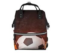 Hnnkloy Football In Fire, Large Capacity Mummy Backpack Diaper Bag Travel Backpack for Outdoor