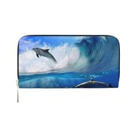 Hnnkloy Four Dolphins in The Sea of Whales, PU Leather Wallets Large Capacity Clutch Wallet for Men Women