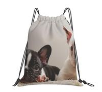 Hnnkloy French Bulldog Dog Pattern, Drawstring Backpack Unisex Sport Gym Bag Casual Daypack Drawstring Sackpack