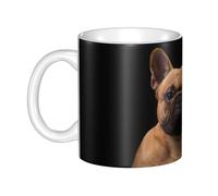 Hnnkloy French Bulldog On Black,Ceramic Mug Large Coffee Cup Suitable for Kitchen Restaurant Office Coffee Shop 330ml