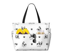 Hnnkloy French Bulldog Paw, Large Capacity Beach Bag Travel Shoulder Bag For Women - Waterproof Tote Handbag