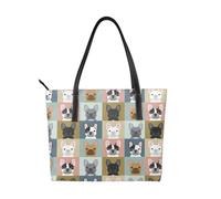 Hnnkloy French Bulldog Portraits Pattern Dog,PU Leather Handbag Large Capacity Tote Bag Women's Shoulder Bag for Work Travel