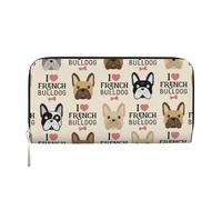 Hnnkloy French Bulldog Seamless Pattern in Vintage Style, PU Leather Wallets Large Capacity Clutch Wallet for Men Women