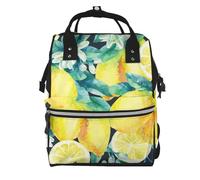 Hnnkloy Fresh Fruit Yellow Lemon Limes, Large Capacity Mummy Backpack Diaper Bag Travel Backpack for Outdoor