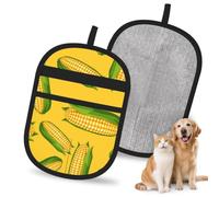 Hnnkloy Fresh Ripe Corn Cobs Pattern, 2 Pack Pet Hair Removal Gloves For Bed,Carpet,Clothes,Sofa,Static Grooming Glove For Dogs & Cats