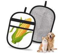 Hnnkloy Fresh Ripe Corn Cobs Pattern, 2 Pack Pet Hair Removal Gloves For Bed,Carpet,Clothes,Sofa,Static Grooming Glove For Dogs & Cats