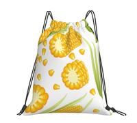 Hnnkloy Fresh Ripe Corn Cobs Pattern, Drawstring Backpack Unisex Sport Gym Bag Casual Daypack Drawstring Sackpack