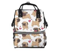 Hnnkloy Funny Cartoon Pugs Puppies, Large Capacity Mummy Backpack Diaper Bag Travel Backpack for Outdoor