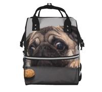 Hnnkloy Funny Greedy Dog Pug, Large Capacity Mummy Backpack Diaper Bag Travel Backpack for Outdoor