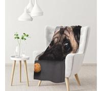 Hnnkloy Funny Greedy Dog Pug,Soft Blanket for Couch Sofa Bed Warm Anti-Pilling Flannel Plush Throw Blanket 76 X 102 cm