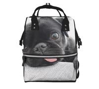 Hnnkloy Funny Pug Black, Large Capacity Mummy Backpack Diaper Bag Travel Backpack for Outdoor