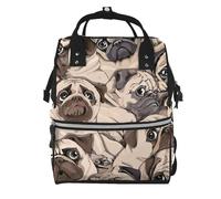 Hnnkloy Funny Pug Pattern, Large Capacity Mummy Backpack Diaper Bag Travel Backpack for Outdoor