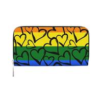 Hnnkloy Gay Pride Rainbow Colored Hearts, PU Leather Wallets Large Capacity Clutch Wallet for Men Women