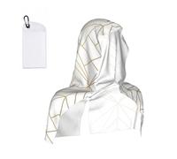 Hnnkloy Geometric Gold Pattern With White Shimmer, Cool Sensation Hooded Towel, Ice Cold Sweat Towels for Sports, Gym, Camping, Running