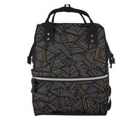 Hnnkloy Geometric Linear Rainbow 3D Printed, Large Capacity Mummy Backpack Diaper Bag Travel Backpack for Outdoor