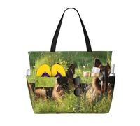 Hnnkloy German Shepherd Dog Pattern, Large Capacity Beach Bag Travel Shoulder Bag For Women - Waterproof Tote Handbag