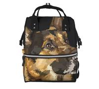 Hnnkloy German Shepherd, Large Capacity Mummy Backpack Diaper Bag Travel Backpack for Outdoor
