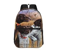 Hnnkloy German Short-Haired Pointer Dog Fall, 17 Inch Backpack With Pockets Casual Daypack Water Resistant School Bag