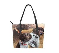 Hnnkloy German Short-Haired Pointer Dog Fall,PU Leather Handbag Large Capacity Tote Bag Women's Shoulder Bag for Work Travel