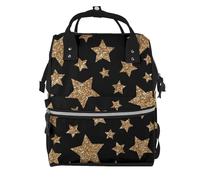 Hnnkloy Gold And Bronze Bright Stars, Large Capacity Mummy Backpack Diaper Bag Travel Backpack for Outdoor