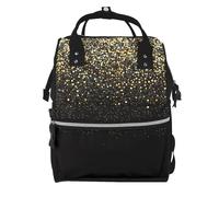 Hnnkloy Gold Glitter Black Cool Modern, Large Capacity Mummy Backpack Diaper Bag Travel Backpack for Outdoor
