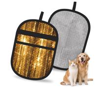 Hnnkloy Gold Sequin Sparkle, 2 Pack Pet Hair Removal Gloves For Bed,Carpet,Clothes,Sofa,Static Grooming Glove For Dogs & Cats