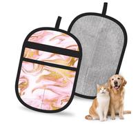 Hnnkloy Gold Sparkle Pink, 2 Pack Pet Hair Removal Gloves For Bed,Carpet,Clothes,Sofa,Static Grooming Glove For Dogs & Cats