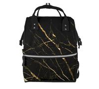 Hnnkloy Golden Black Marble Nature, Large Capacity Mummy Backpack Diaper Bag Travel Backpack for Outdoor