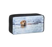Hnnkloy Golden Retriever Floating Dogs Pets Labrador, Big Capacity Pencil Case Portable Pen Pouch Stationery Bag for School Office