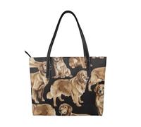 Hnnkloy Golden Retrievers,PU Leather Handbag Large Capacity Tote Bag Women's Shoulder Bag for Work Travel