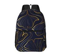 Hnnkloy Gradient Golden Linear With Ginkgo Biloba Leaves, 17 Inch Backpack With Pockets Casual Daypack Water Resistant School Bag
