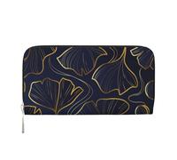 Hnnkloy Gradient Golden Linear with Ginkgo Biloba Leaves, PU Leather Wallets Large Capacity Clutch Wallet for Men Women