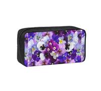 Hnnkloy Graphic Pansy Easter Spring Flowers, Big Capacity Pencil Case Portable Pen Pouch Stationery Bag for School Office