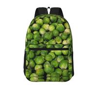 Hnnkloy Green Brussel Sprout Print, 17 Inch Backpack With Pockets Casual Daypack Water Resistant School Bag