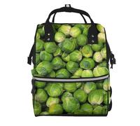 Hnnkloy Green Brussel Sprout Print, Large Capacity Mummy Backpack Diaper Bag Travel Backpack for Outdoor