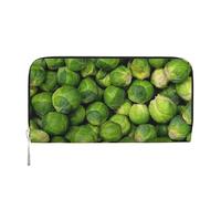 Hnnkloy Green Brussel Sprout Print, PU Leather Wallets Large Capacity Clutch Wallet for Men Women
