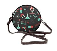 Hnnkloy Green Chemistry And Science Patterns, PU Leather Shoulder Bag, Round Crossbody Bag - Circle Purse for Women