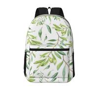 Hnnkloy Green Leaf Artistic Olive Tree Print, 17 Inch Backpack With Pockets Casual Daypack Water Resistant School Bag
