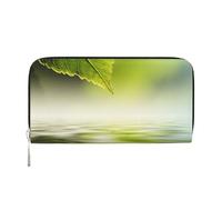 Hnnkloy Green Leaf Reflecting in River Water, PU Leather Wallets Large Capacity Clutch Wallet for Men Women