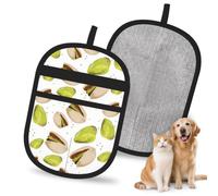 Hnnkloy Green Pistachio Pattern, 2 Pack Pet Hair Removal Gloves For Bed,Carpet,Clothes,Sofa,Static Grooming Glove For Dogs & Cats