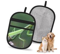 Hnnkloy Green Praying-Mantis, 2 Pack Pet Hair Removal Gloves For Bed,Carpet,Clothes,Sofa,Static Grooming Glove For Dogs & Cats
