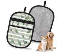 Hnnkloy Green Silver Dollar Eucalyptus, 2 Pack Pet Hair Removal Gloves For Bed,Carpet,Clothes,Sofa,Static Grooming Glove For Dogs & Cats