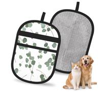 Hnnkloy Green Silver Dollar Eucalyptus, 2 Pack Pet Hair Removal Gloves For Bed,Carpet,Clothes,Sofa,Static Grooming Glove For Dogs & Cats
