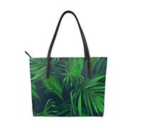Hnnkloy Green Tropical Jungle Plant Printed,PU Leather Handbag Large Capacity Tote Bag Women's Shoulder Bag for Work Travel