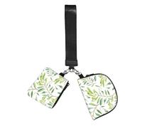 Hnnkloy Green Watercolor Olive Branch Pattern, Outdoor Sports Wrist Bag, Portable Coin Purse, Dual Pouch Wristlet Wallets with Detachable Keychain