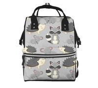 Hnnkloy Grey Background Hedgehogs Mice Raccoon, Large Capacity Mummy Backpack Diaper Bag Travel Backpack for Outdoor