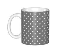Hnnkloy Grey White Polka Dots,Ceramic Mug Large Coffee Cup Suitable for Kitchen Restaurant Office Coffee Shop 330ml