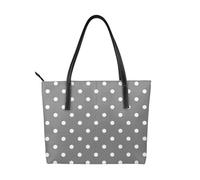 Hnnkloy Grey White Polka Dots,PU Leather Handbag Large Capacity Tote Bag Women's Shoulder Bag for Work Travel